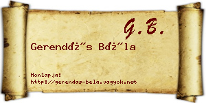 Gerendás Béla névjegykártya