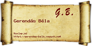 Gerendás Béla névjegykártya